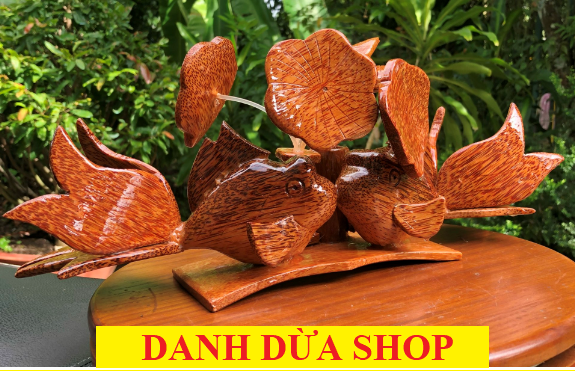 Có Video Cặp cá 3 đuôi làm bằng gỗ dừa - HÀNG LOẠI 1 - mỹ nghệ dừa bến tre - DANH DUA SHOP