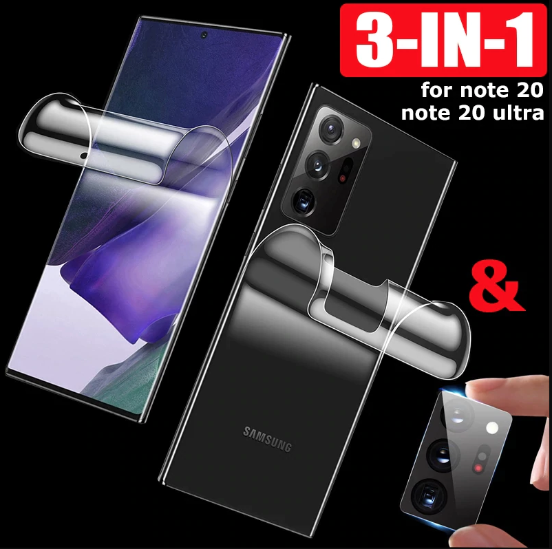 Trọn bộ dán cường lực cho Note 20 Ultra đáng mua - gồm dán cường lực dẻo full mặt trước, mặt sau và kính camera