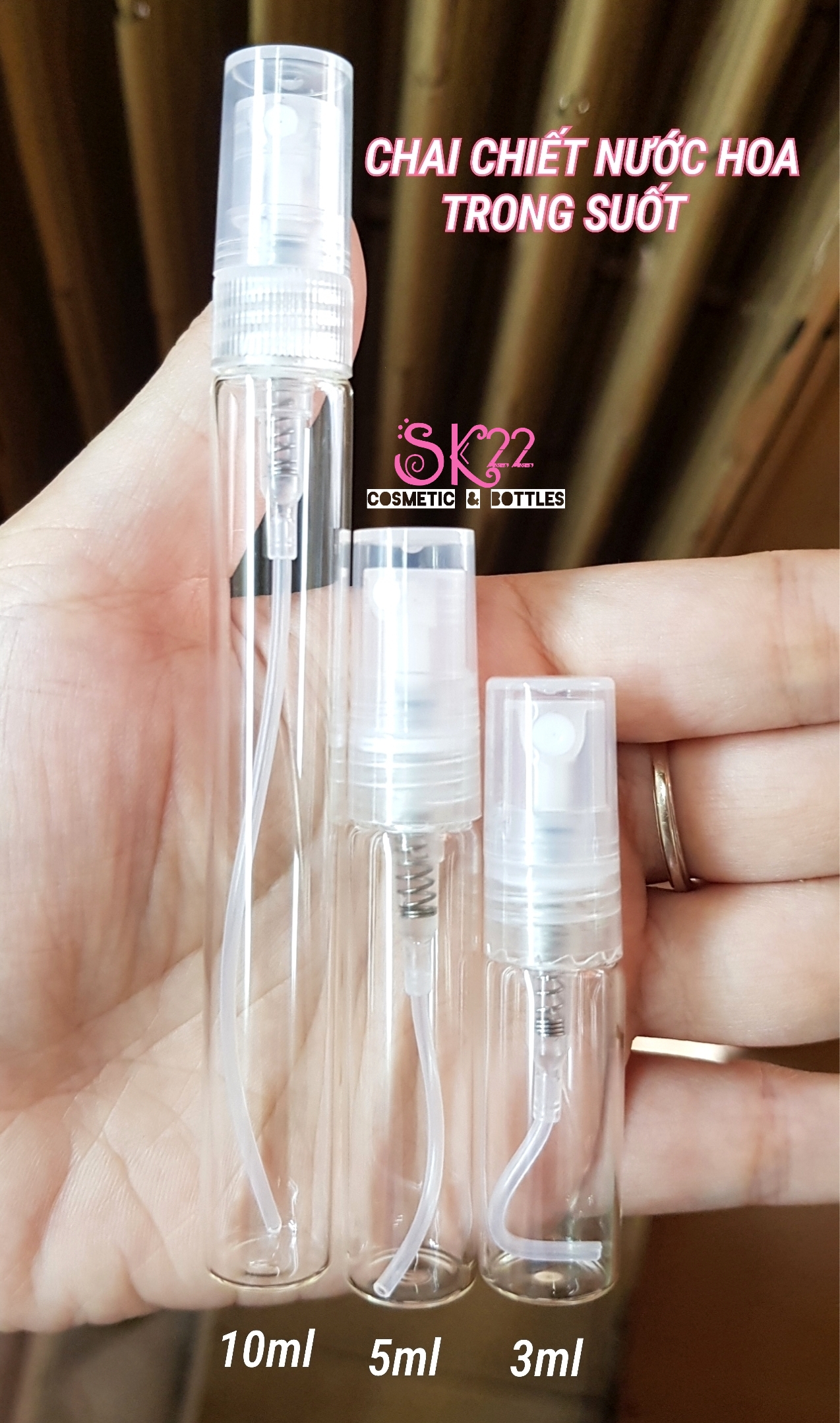 CHAI CHIẾT NƯỚC HOA DÀI NẮP NHỰA 3ml/5ml/10ml