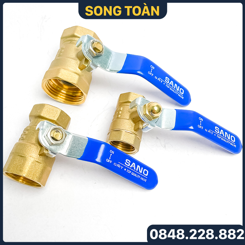 Van Bi Đồng Tay Gạt, Van Bi Đồng Sano Tay Gạt Inox 90 độ