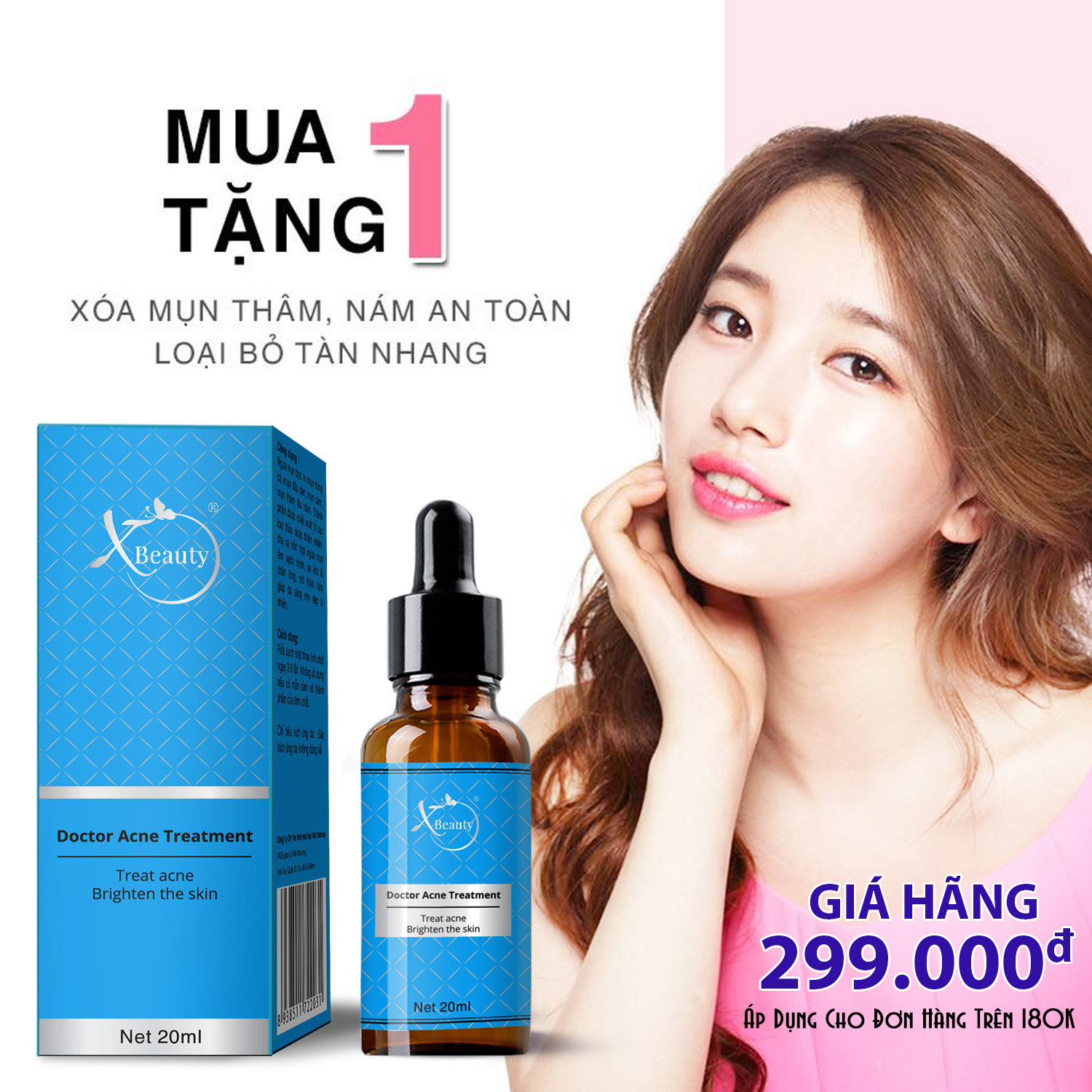 Serum trỉ mụn XBeauty Doctor Acne Treatment 20ml (Làm xẹp không bong da) - Serum trỉ sẹo mụn, hết thâm nám, se khít lỗ chân lông, ngừa mụn hiệu quả 20ml