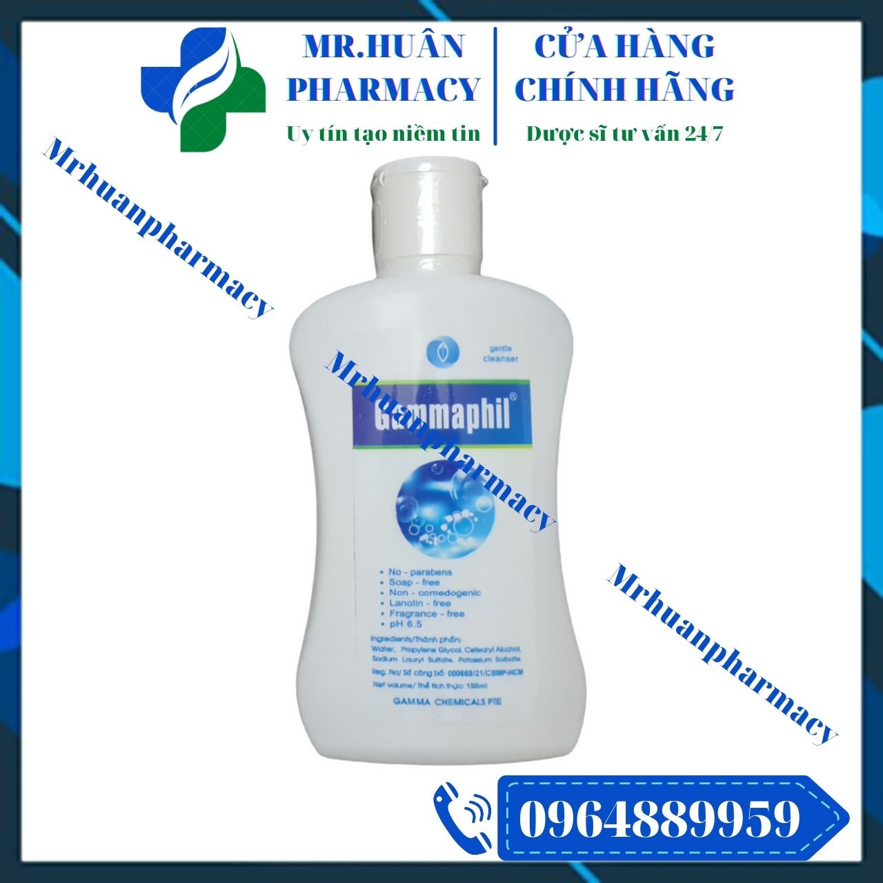 Sữa rửa mặt Gammaphil 150ml - Sữa rửa chuyên dụng thích hợp cho cả da nhờn và da khô