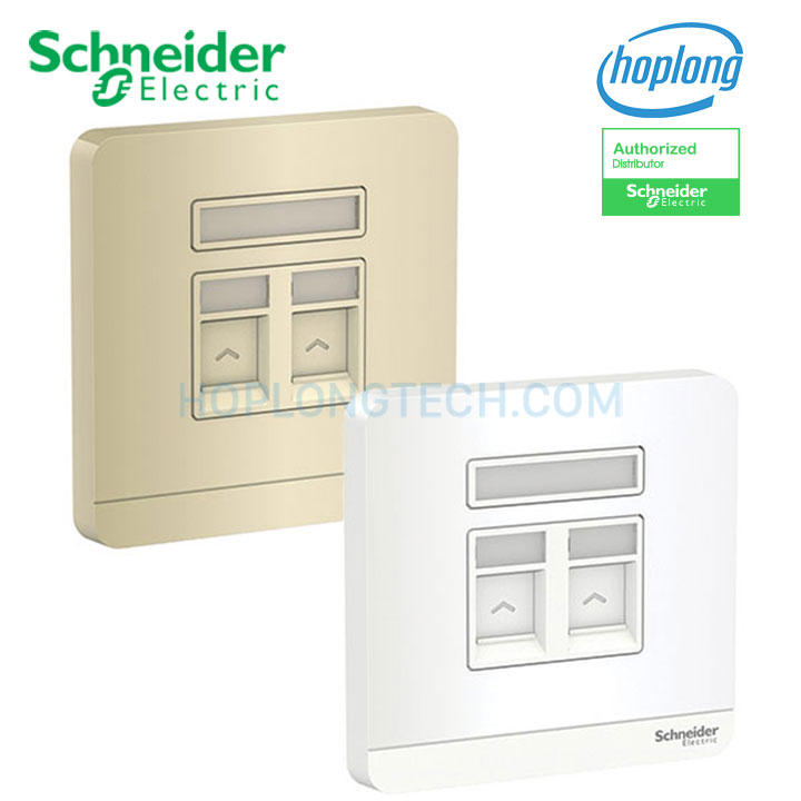 Ổ cắm mạng dòng avataron schneider e8332rjs6_wg_g19/ e8332rjs6_we_g19 1.5a - vàng/ trắng - 2 gang