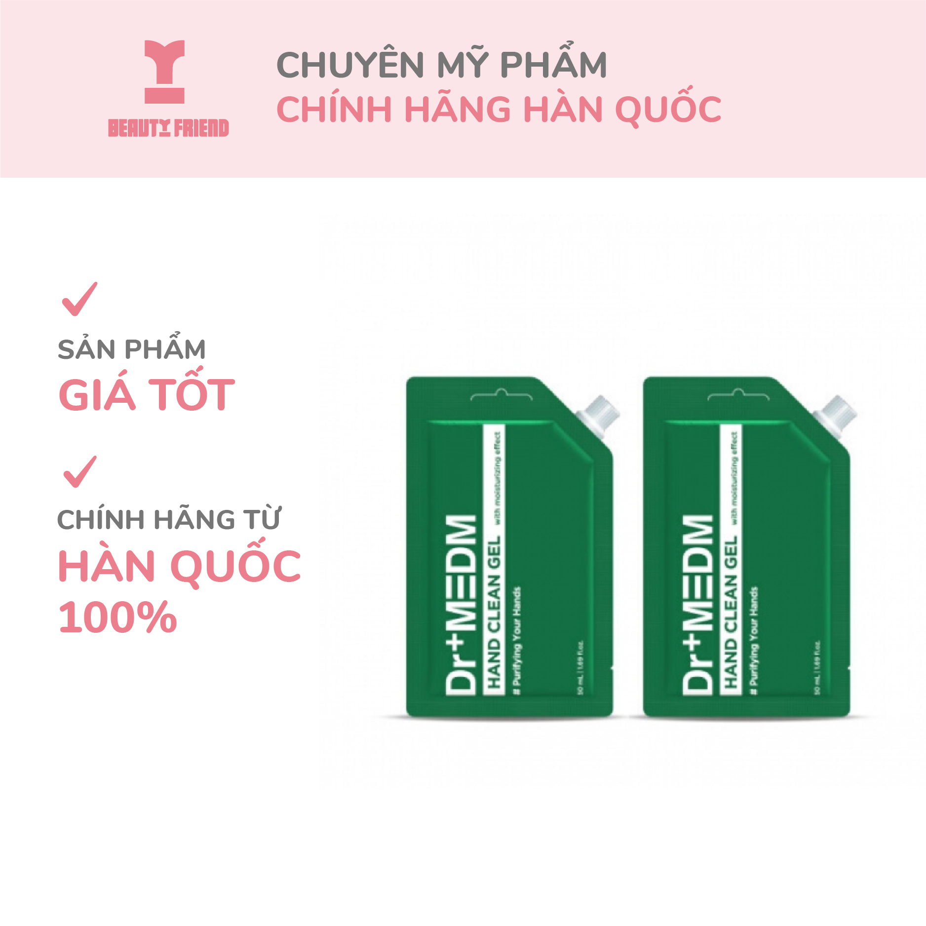 Gel rửa tay khô kháng khuẩn không khô da - dr+medm hand clean gel 50ml