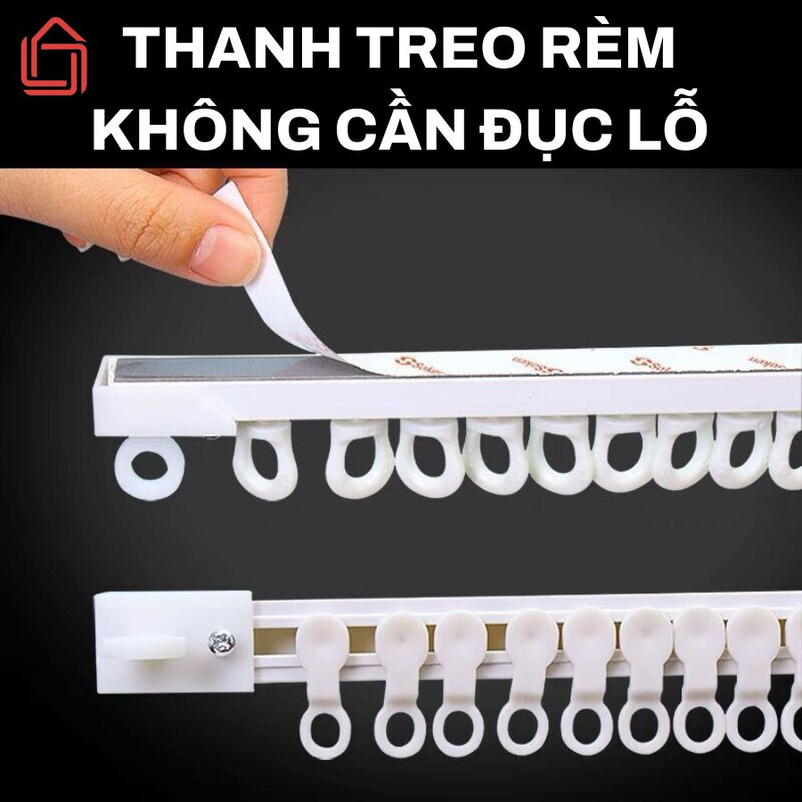 Thanh treo rèm gắn tường không cần đục lỗ, Ray trượt kích thước tuỳ chỉnh tiện lợi