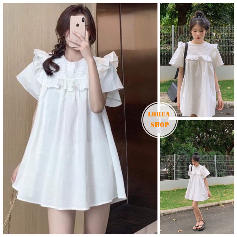 Đầm Babydoll Cánh TiênVáy Đầm Công Chúa Trắng Viền Ngực Xinh