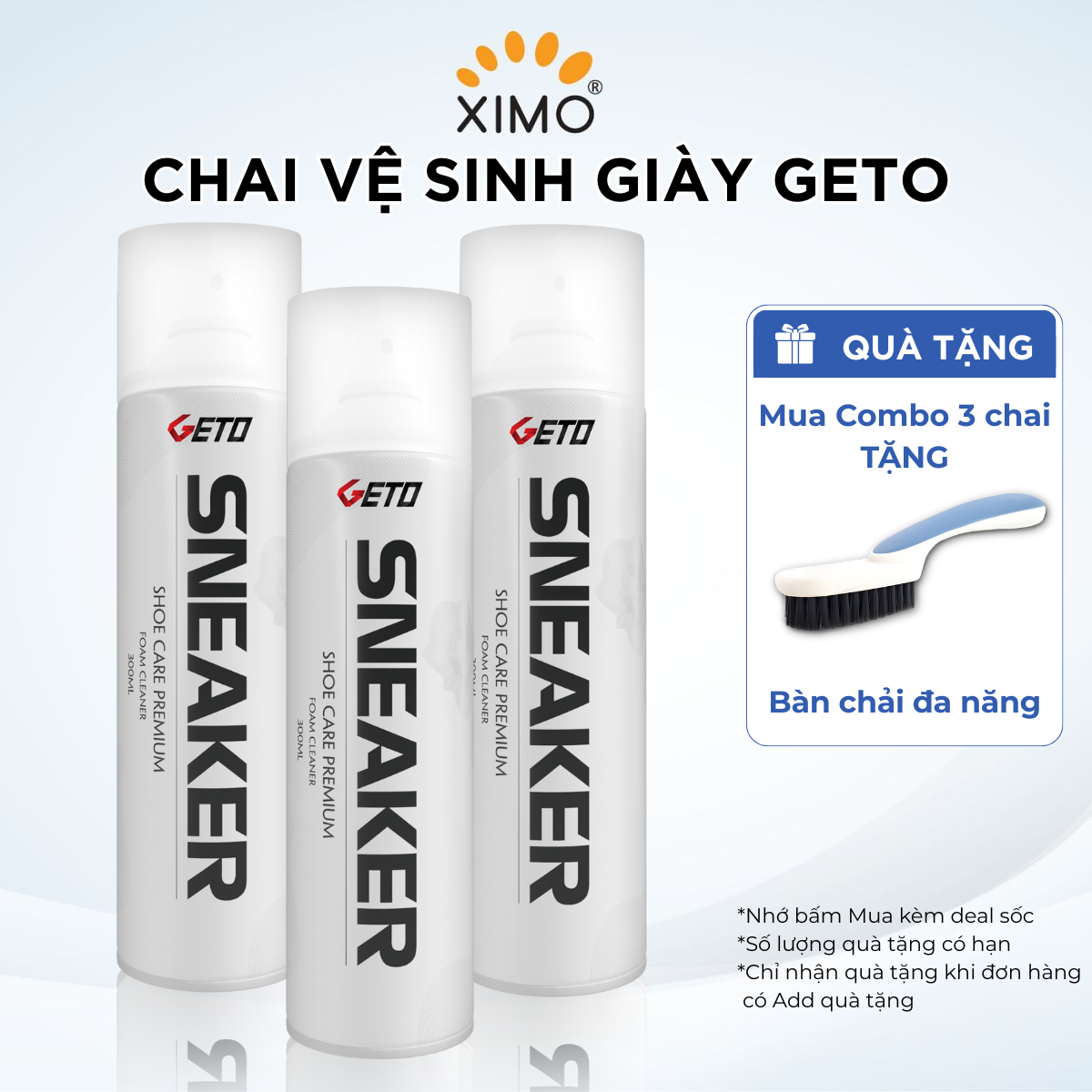 Chai xịt tạo bọt vệ sinh giày Sneaker Geto cao cấp, làm trắng giày, giặt khô giày