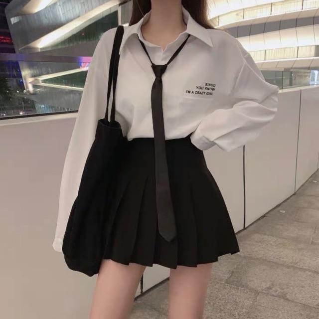 Áo sơ mi túi girl +cavat h&đ