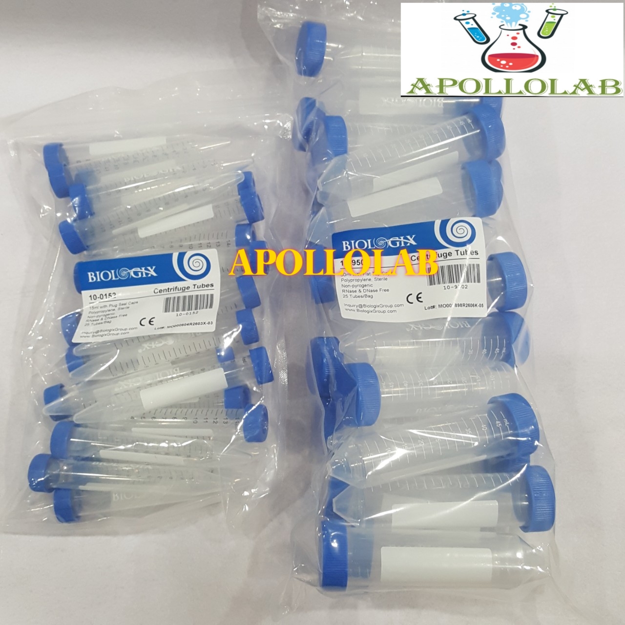 [HCM]Ống ly tâm nhựa (ống falcon) 15ml 50ml nắp vặn của hãng Biologix đã tiệt trùng - Túi 25 cái