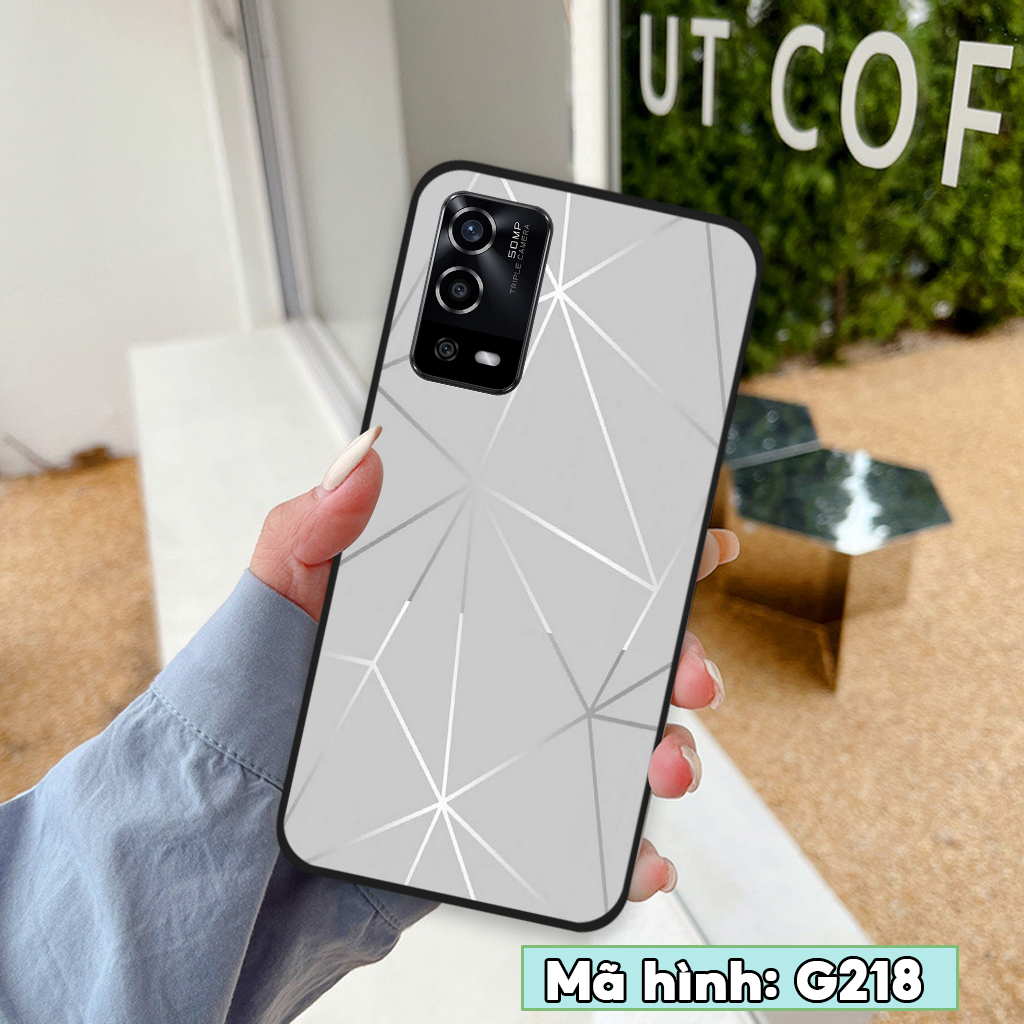 Ốp lưng Oppo A55 / A54, ốp điện thoại oppo hình hoạ tiết thời trang 3D, trái tim nền kẻ caro