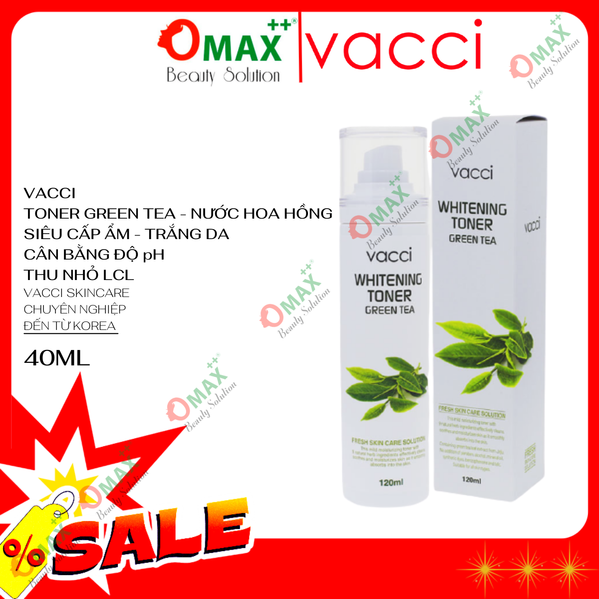 Nước hoa hồng vacci 120ml - dưỡng trắng da tinh chất trà xanh vacci - nước thần tự nhiên