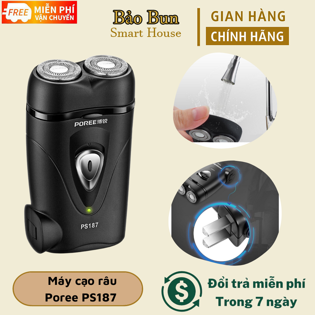 Máy cạo râu 2 lưỡi Poree PS187 nhỏ gọn tiện lợi
