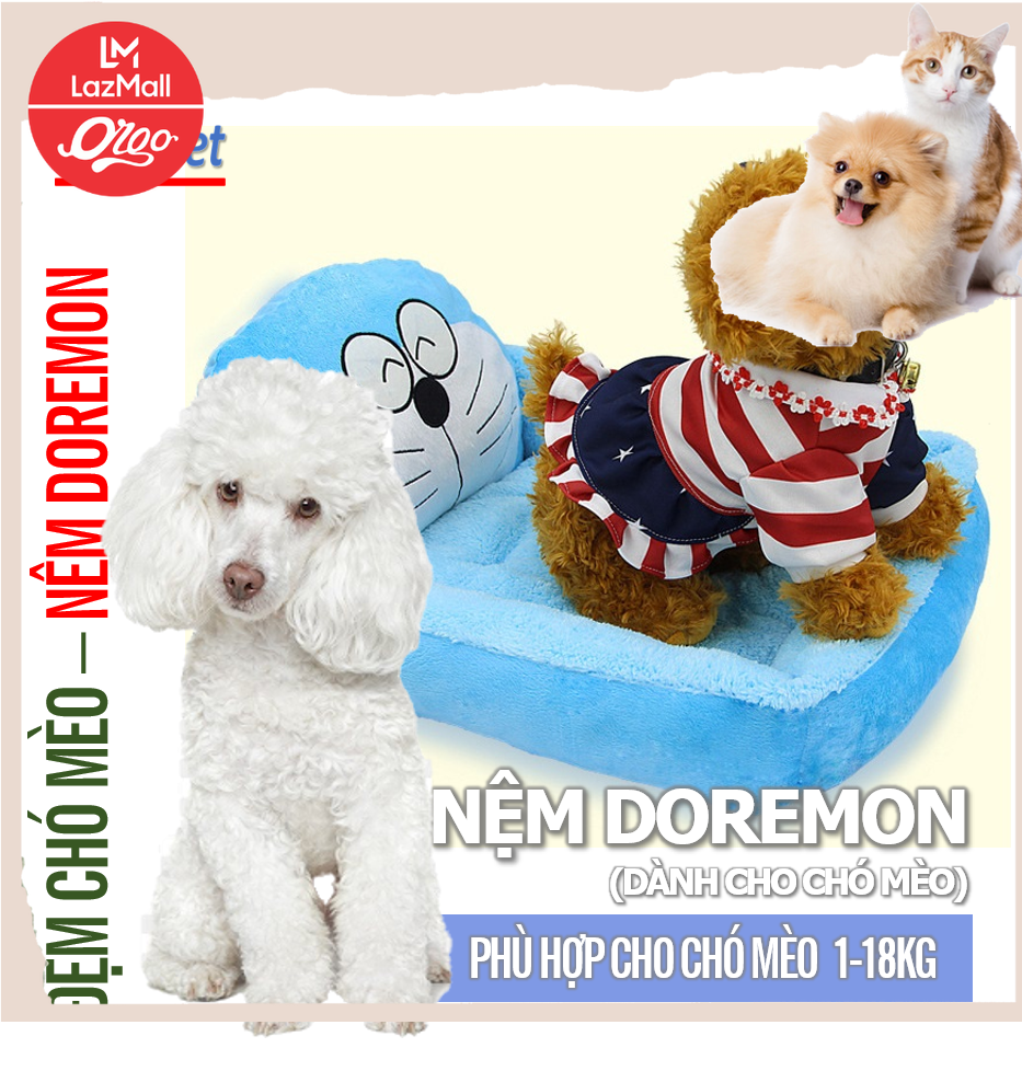 Orgo VN - Nệm ngủ hình giường doremon ấm áp cho thú cưng - ổ chó, ổ mèo kích thước 3 size
