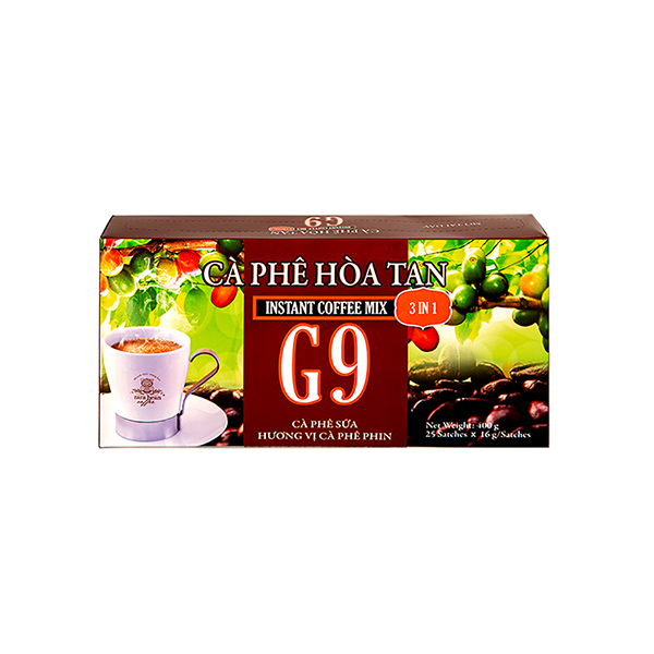 [HCM]CÀ PHÊ HOÀ TAN 3 in 1 G9 - HỘP 25gói x 16g - Zara Bean Coffee