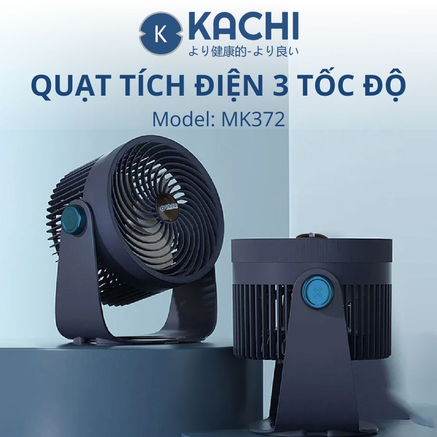 Quạt làm mát không khí Kachi MK372 - màu đen quạt đảo gió máy lạnh, treo tường, để bàn, ngoài trời, tích điện
