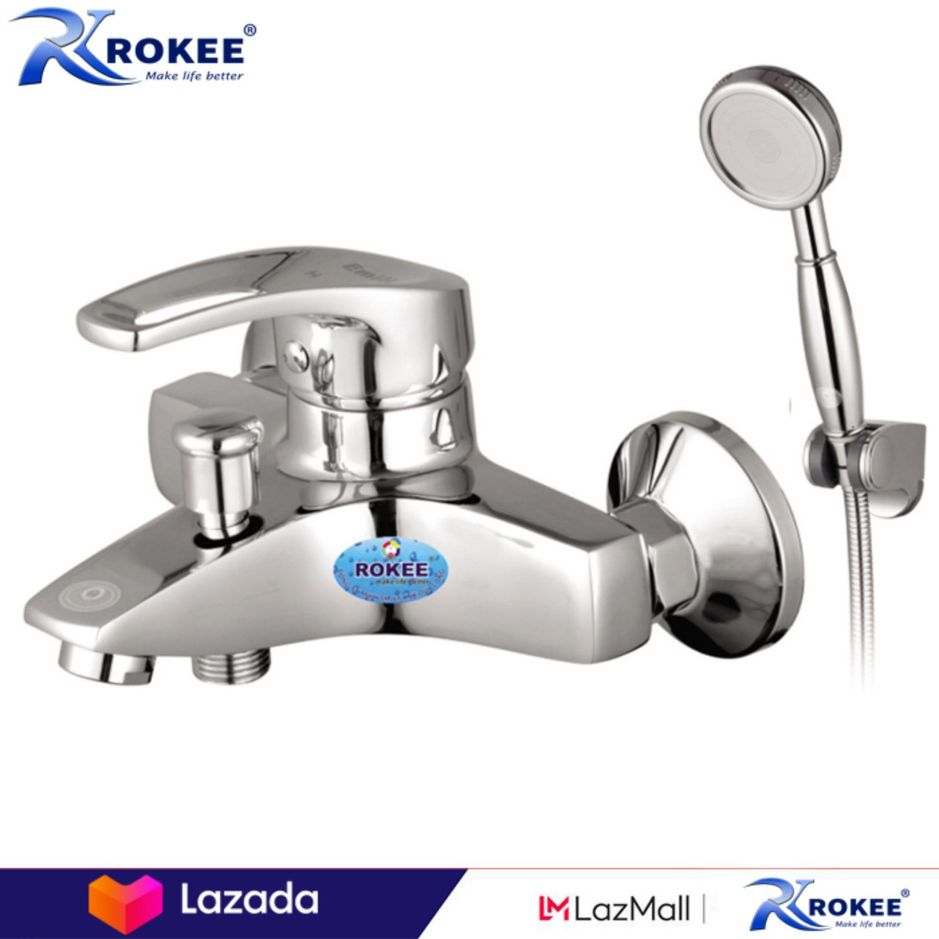 Bộ vòi sen nóng lạnh đồng mạ chrome rokee - dl412