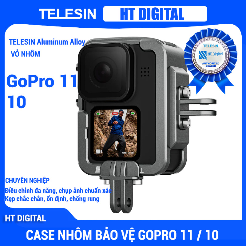 Vỏ bảo vệ telesin gopro 9 10 11 12 case hợp kim nhôm cho hero 12 11 10 9