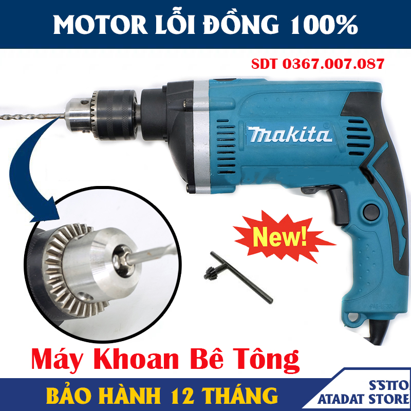 Máy khoan makita khoan tường cầm tay chính hãng makita - máy khoan dùng khoan bê tông - lõi đồng 100% - khoan búa - khoan tường - máy khoan gỗ - máy đục bê tông - máy khoan sắt - bảo hành toàn quốc