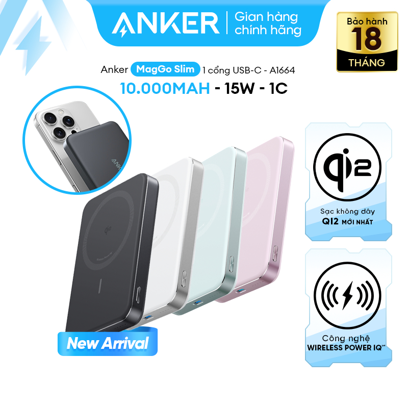 Sạc Dự Phòng Anker 10kmAh | Anker MagGo Power Bank (10K, Magnetic Wireless) - A1664