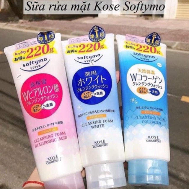 Sữa rửa mặt kose softymo nội địa nhật | srm kose collagen, white, hyaluronic acid 220g