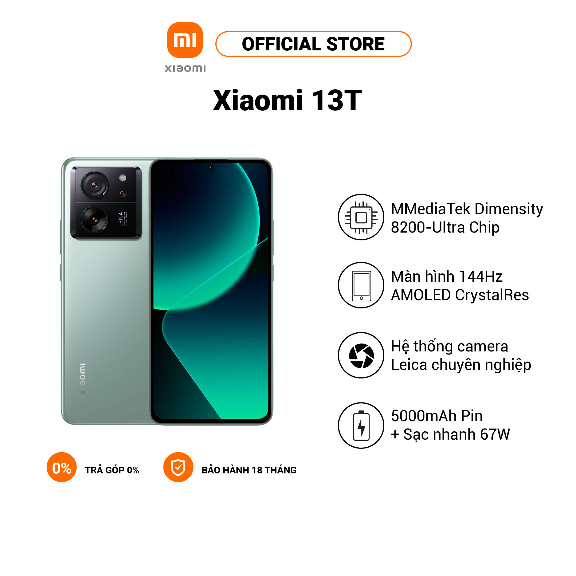 Điện thoại xiaomi 13t 6.67"| mediatek dimensity 8200| 5000mah