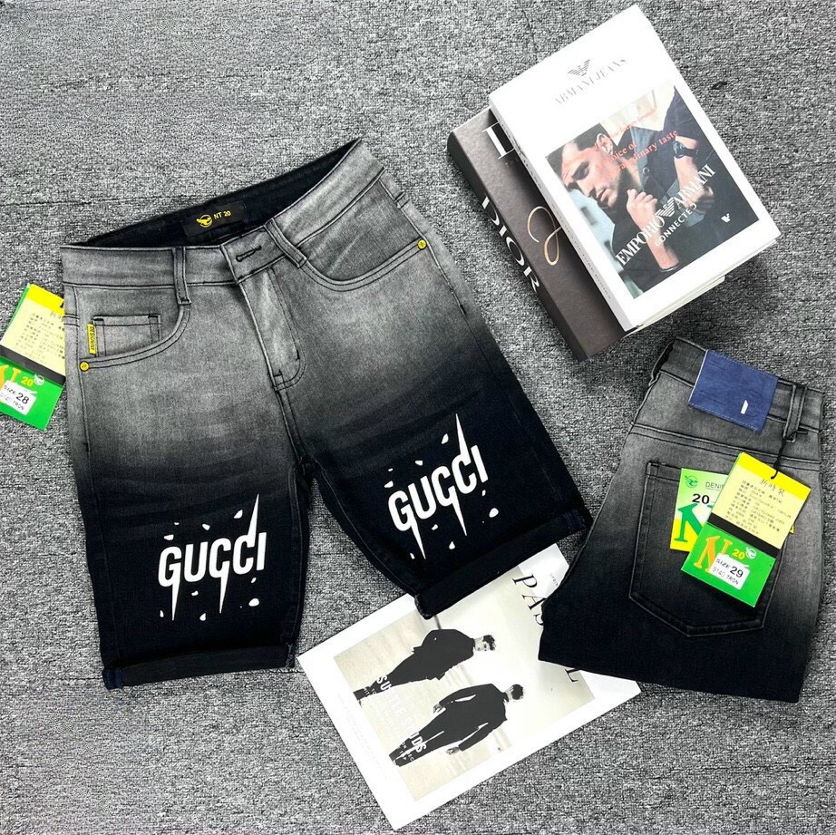 Hàng Có Sẵn!Quần Short jeans In Chữ Gucci Thời Trang Sang Trọng Thoải Mái Cho Nam