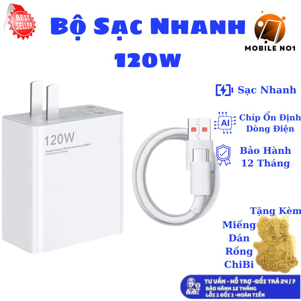 Bộ sạc nhanh xiaomi 120w, bộ sạc xiaomi, củ với cáp sạc nhanh type c, usb dùng cho iphone xiaomi dùng cho xiaomi redmi, vivo, oppo