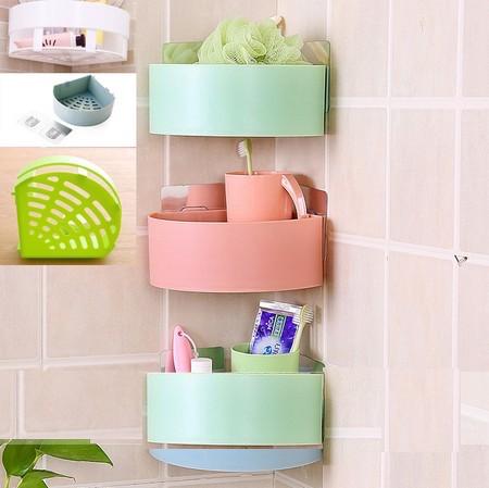 Kệ hút chân không góc tường đựng đồ nhà bếp, nhà tắm, vật dụng trong nhà, cá nhân hình tam giác