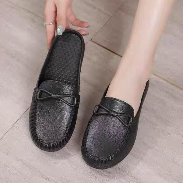 Dép sục nhựa nữ nơ đen êm chân chống trơn đi trong nhà 𝐒𝐋𝟎𝟎𝟕