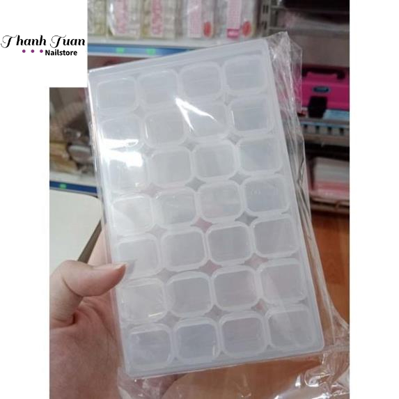 Khay nhựa set 28 ô đựng phụ kiện charm nail - Phụ kiện đồ nail Thanh Tuấn