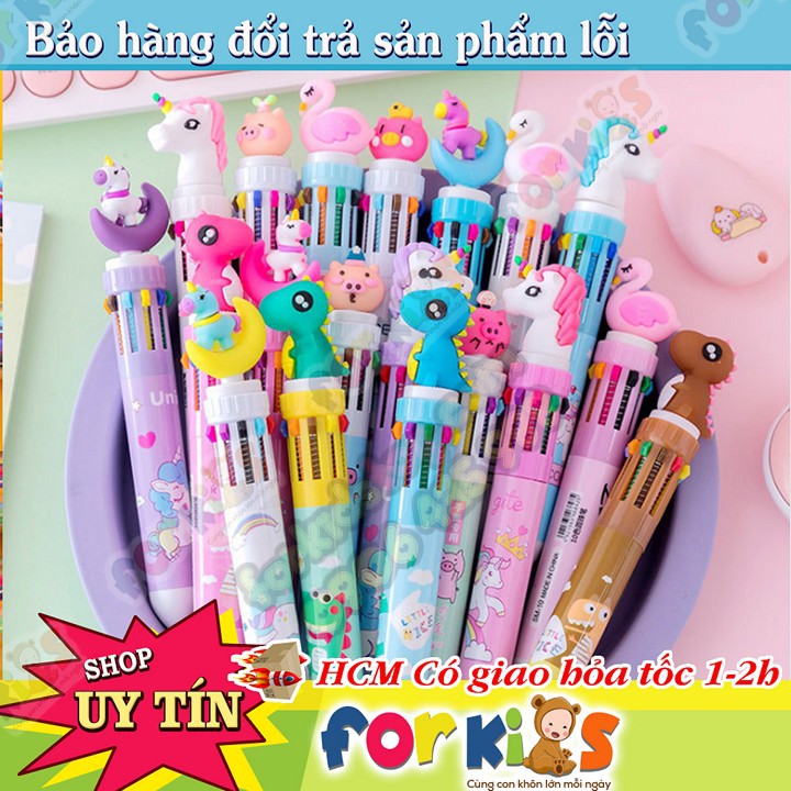 Bút Bi 10 Màu Cute Khác Nhau 10 Ngòi Màu