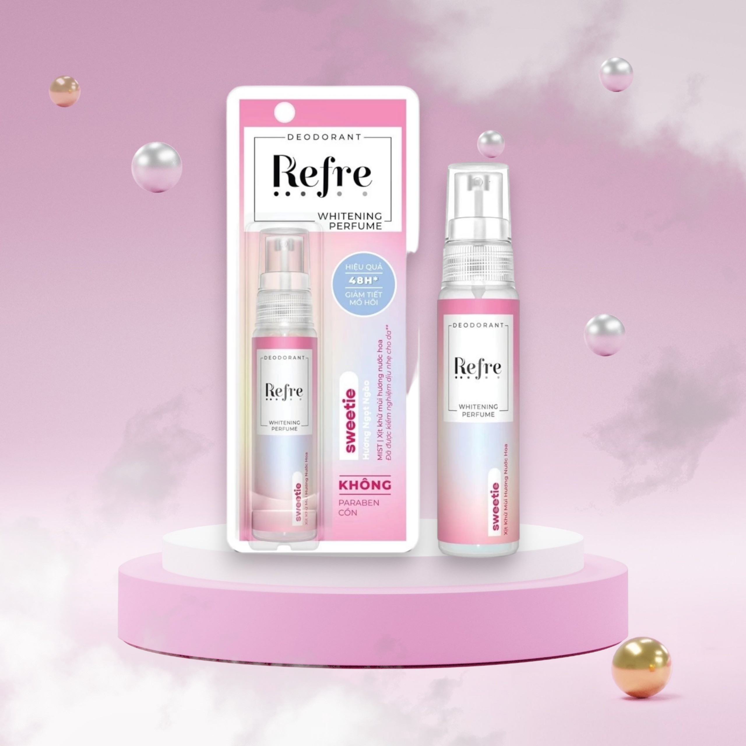 Xịt khử mùi Refre(hồng-ngọt ngào) dưỡng trắng hương nước hoa 30ml