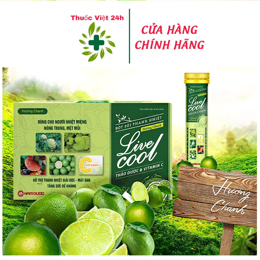 Bột Sủi Thanh Nhiệt Live Cool / Livecool (Hương Chanh) - Làm Từ Các Loại Thảo Dược & Vitamin C - thuocviet24h