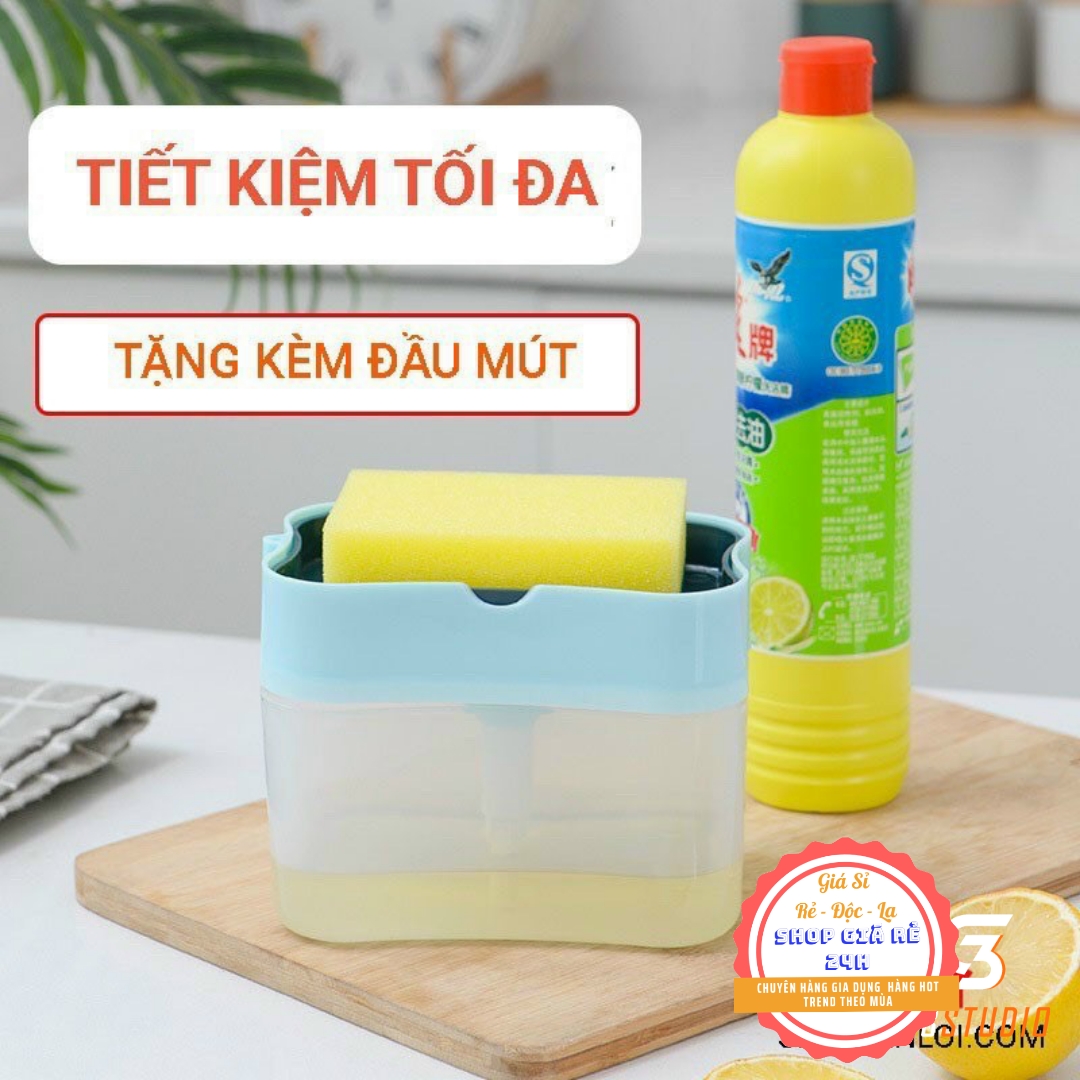 HỘP ĐỰNG XÀ BÔNG NƯỚC RỬA TAY - RỬA CHÉN + TẶNG KÈM MIẾNG RỬA CHÉN