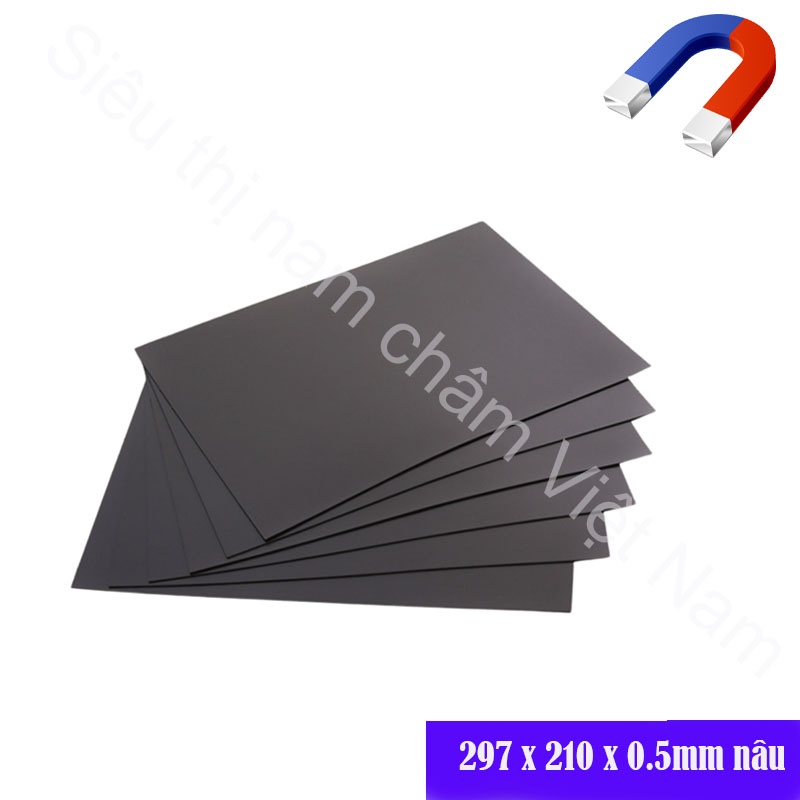Tấm A4 dày 0.5mm nam châm nâu dẻo màu nâu 2 mặt