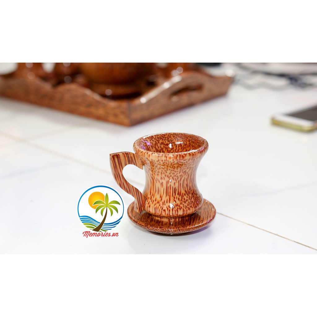 Bộ Ly Và Lót Dĩa Uống Trà, Cà Phê Bằng Gỗ Dừa