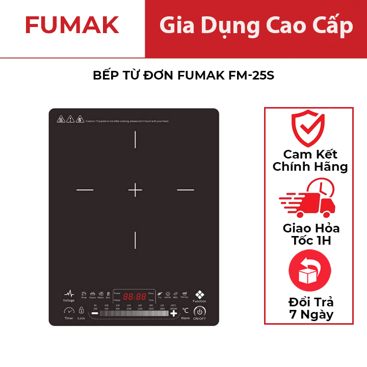 Bếp từ đơn Fumak FM-25S, bếp điện từ cảm ứng công suất 2000W, bếp từ đơn mặt kính cường lực - Bảo hành 24 tháng Gia dụng Only Home