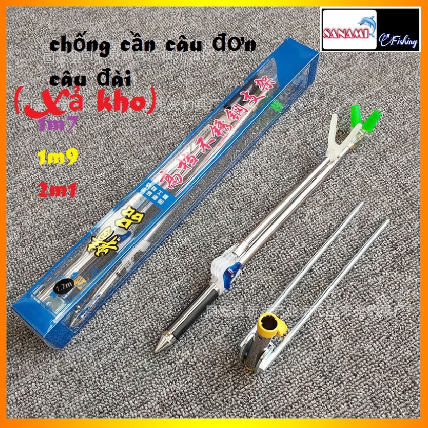 Chống cần câu đài, gác cần câu đài câu đơn Siêu Bền Full Inox Đủ kích thước 1m5 1m7 1m9 2m1 giá đỡ cần câu đài, giá để cần câu cá, chống cần carbon giá rẻ - Đồ Câu DHS