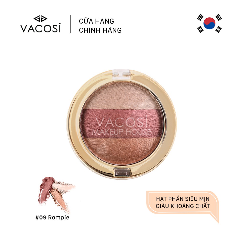 [HCM] Vacosi Phấn Mắt 3 Màu Trio Eyeshadow 5g (Hộp Tròn) #09: Rompie