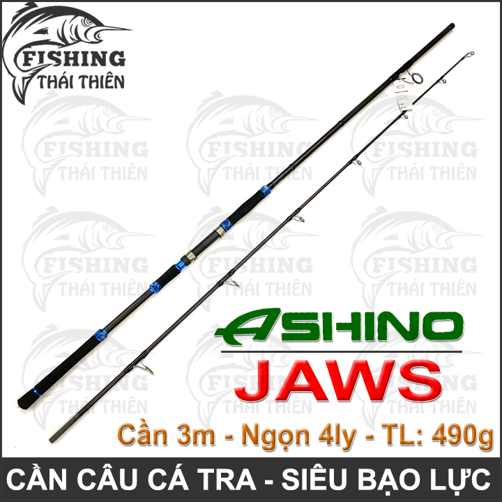Cần câu cá tra ashino jaws cần 3m05 carbon 3x 2 khúc máy đứng chuyên câu bạo lực