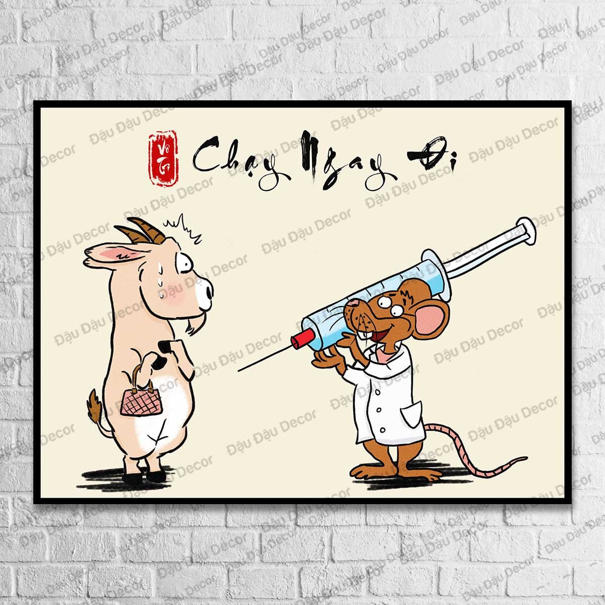 Tranh vô tri hài hước CHẠY NGAY ĐI chế hài | Tranh CHẠY NGAY ĐI vô tri hài hước 30x40