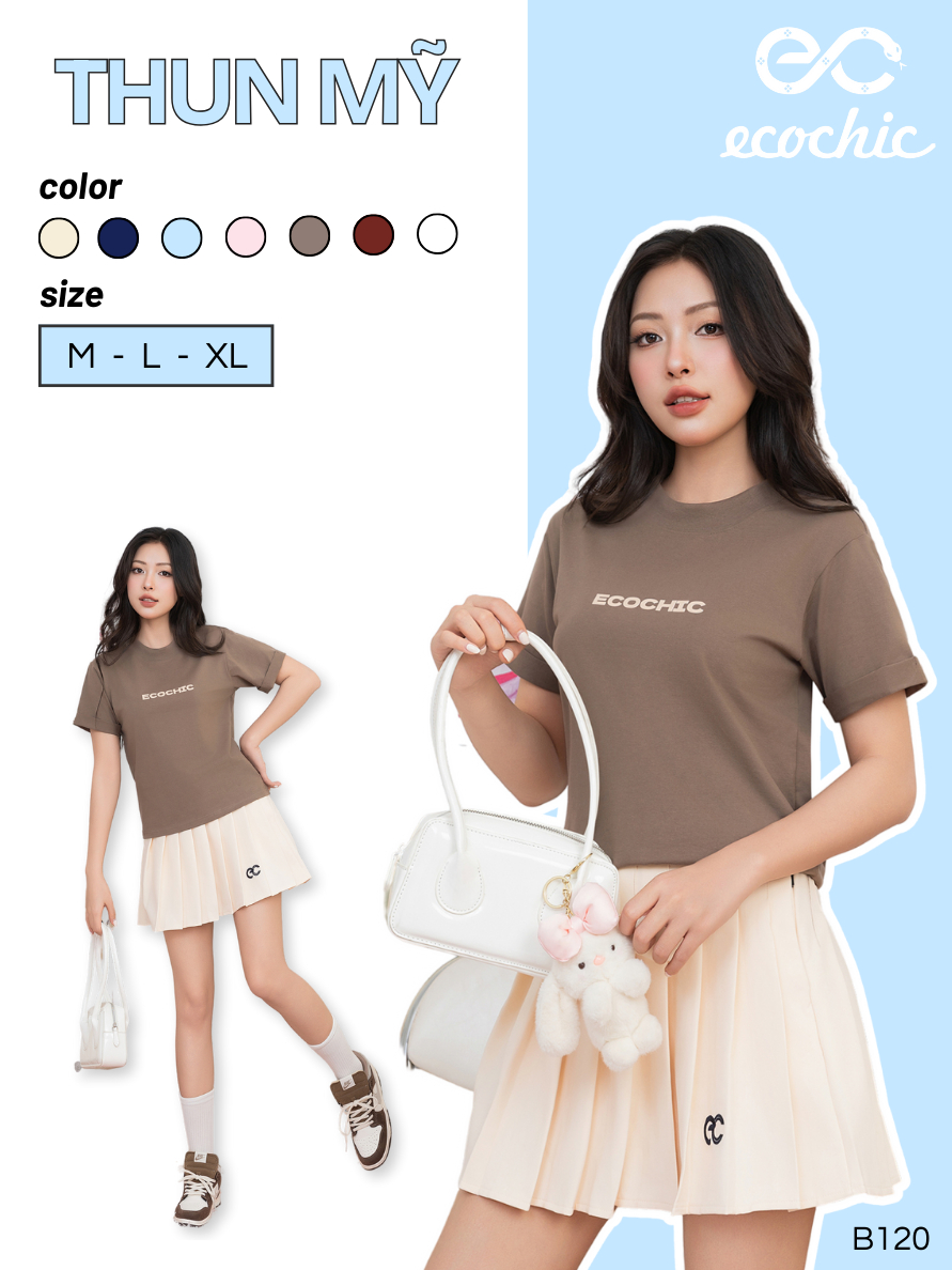   Nhập mã LAZSOCIAL99 30% tối đa 99k Áo Phông Baby Tee Basic Logo ECOCHIC Local Brand Chính Hãng Unisex Form Rộng Oversize Premium Cotton 100% B120 
