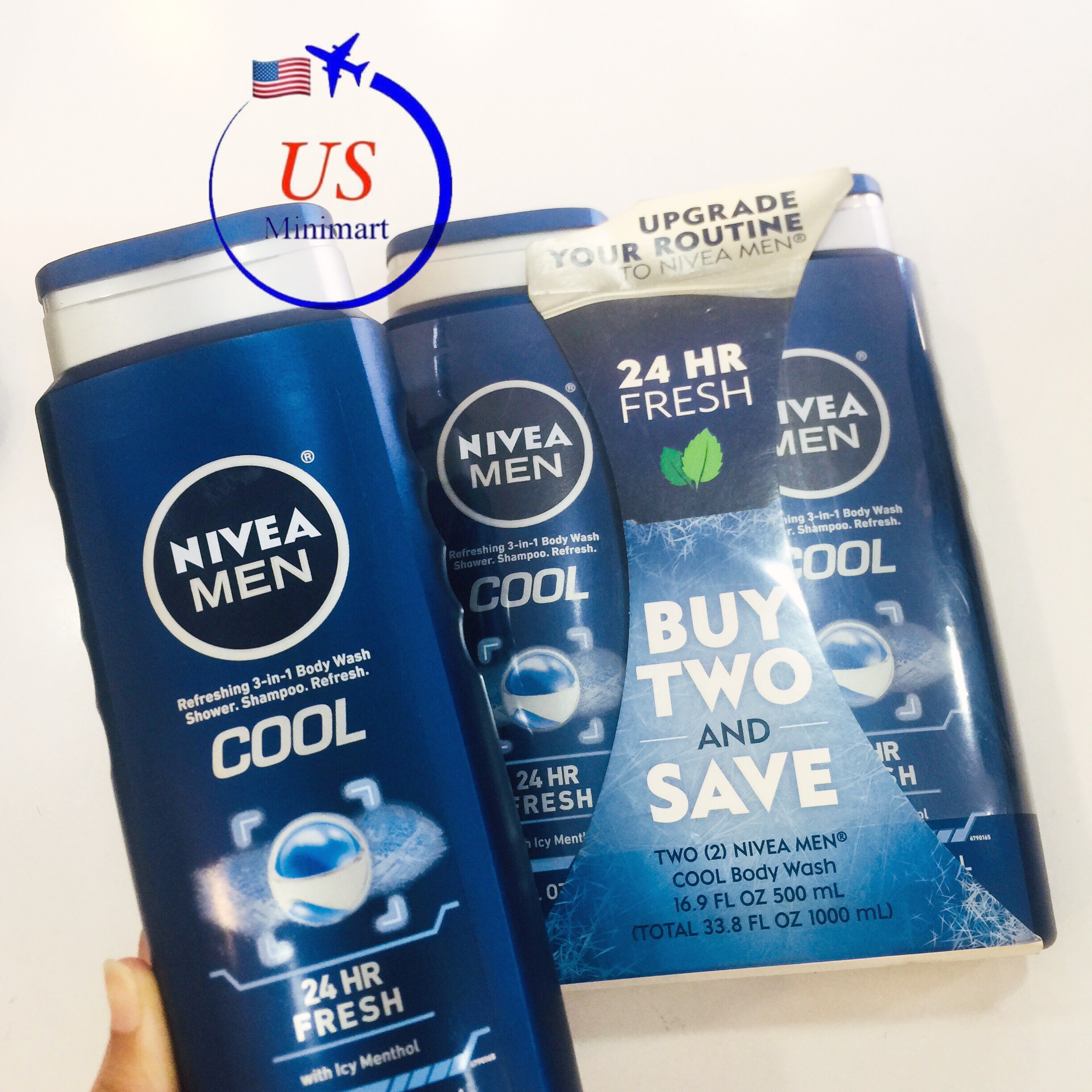 Nivea men 3in1 tắm gội xả 500ml - us minimart