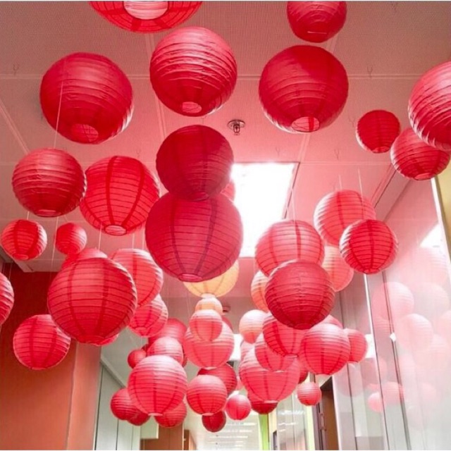 10 đèn lồng vải loại vừa 25cm