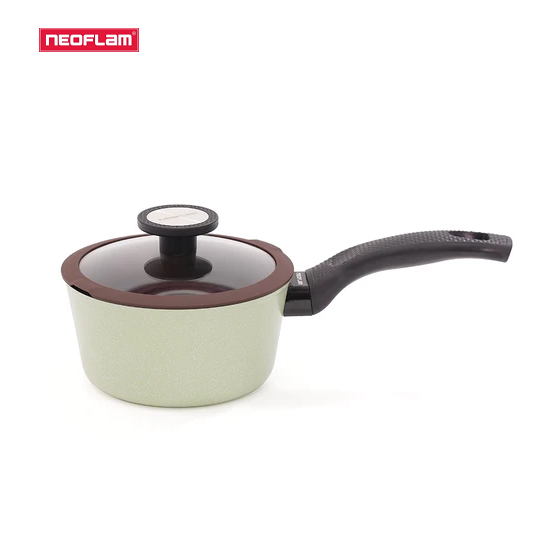 [Hàng chính hãng] Nồi sâu chống dính bếp từ Neoflam Reverse 18cm, thể tích 1.9lít, thành cao 9.8cm, đáy dày 35mm, vung thủy tinh chịu nhiệt viền silicone đen,phủ chống Daikin 4 sao thế hệ mới bền bỉ. Màu xanh cốm.