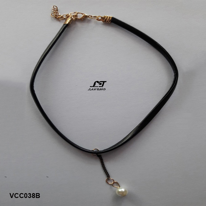 Vòng cổ choker hạt trắng tòn ten VCC062B