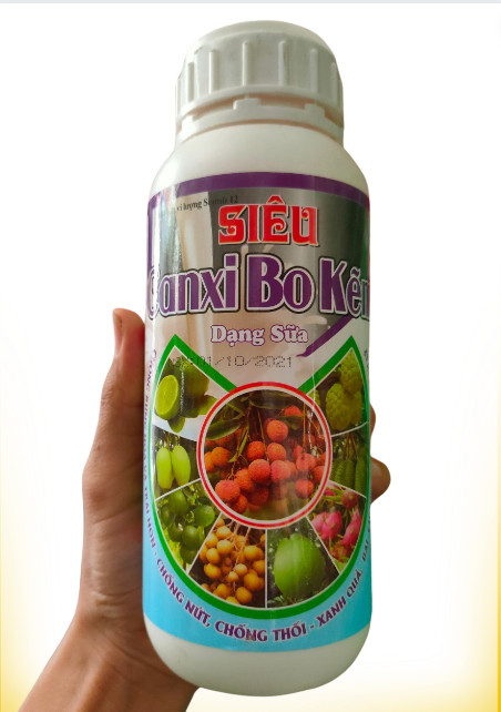 Phân bón vi lượng Canxi Bo Kẽm (500ml) giúp mập, sáng bông; tăng tỷ lệ thụ phấn và đậu trái; chống rụng; lớn trái, chống nứt, chống nám.