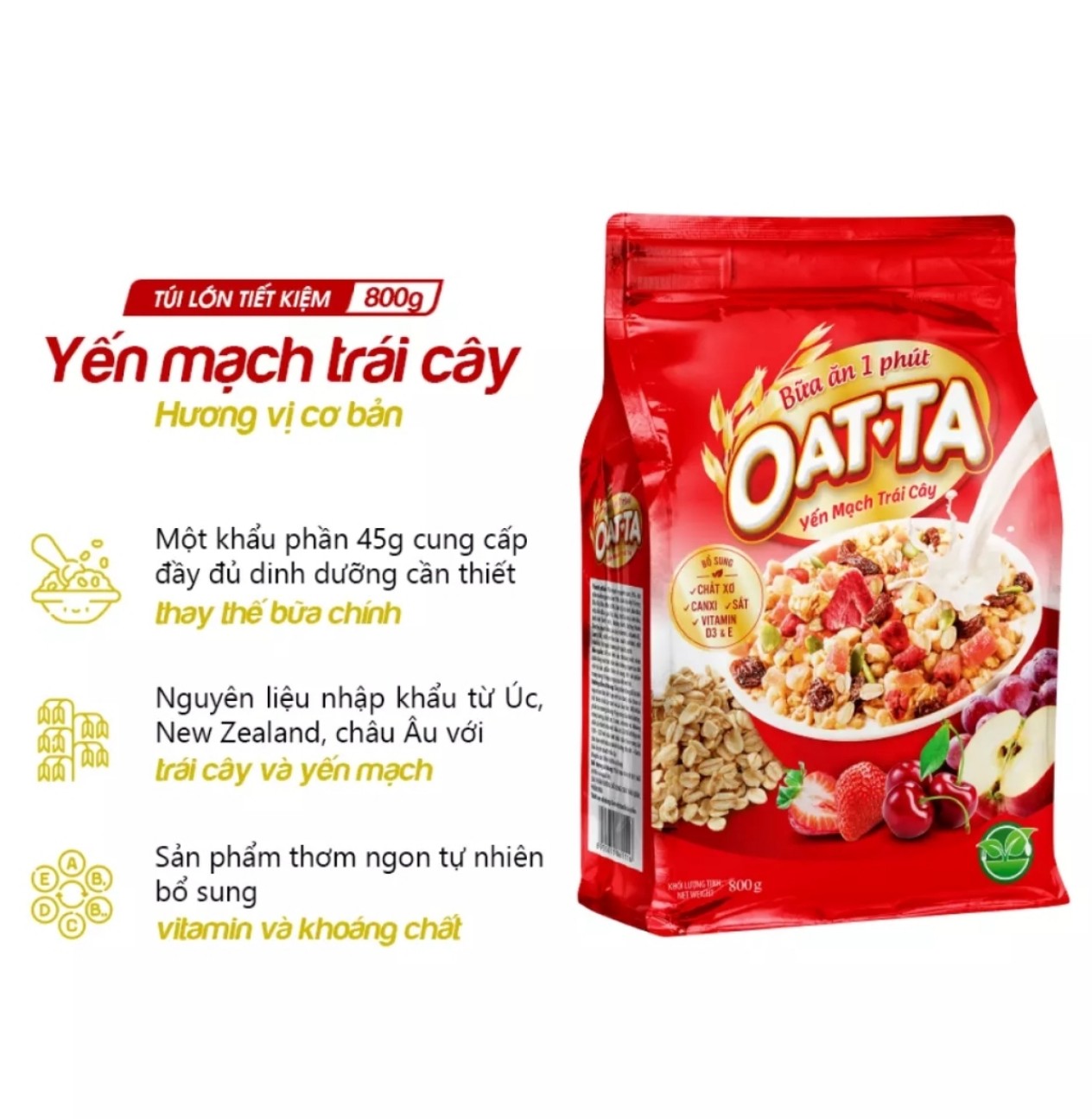 Yến mạch trái cây gói 800g
