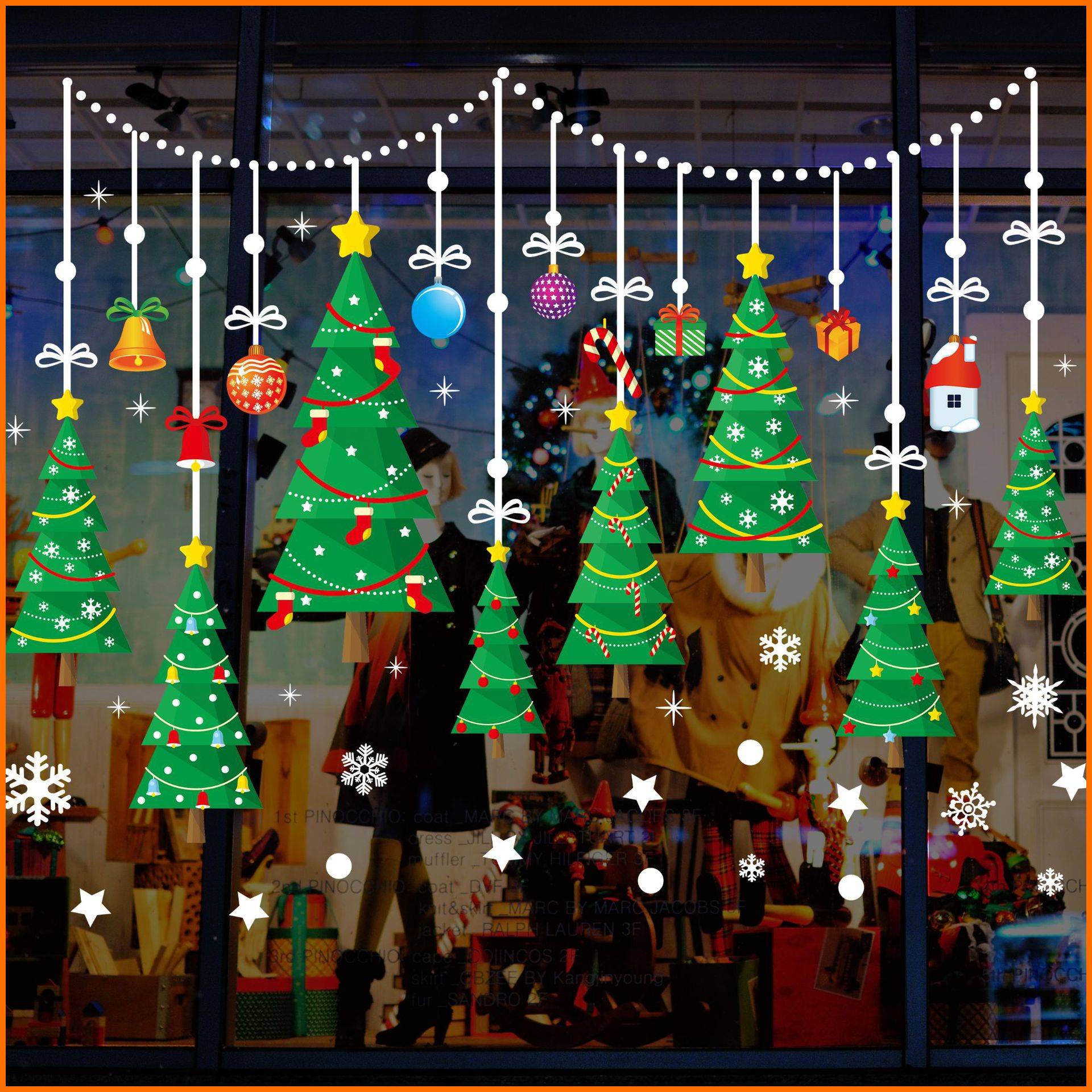 Decal dán tường dây treo cây thông noel XH6255 trang trí tết, noel giáng sinh