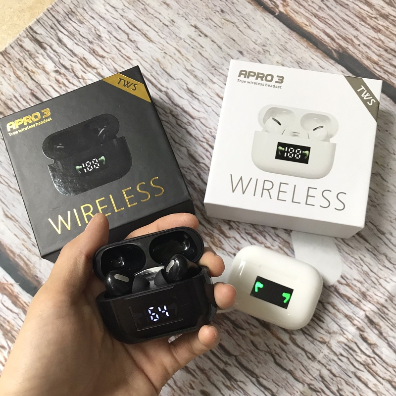 Tai Nghe Bluetooth APROS 3 LED - Tai Nghe Bluetooth Không Dây - Hỗ Trợ SIRI - Nâng Cấp Màn Hình LED LCD - Tai Nghe Bluetooth Giá Rẻ - Tai Nghe Buetooth Nhét Tai Không Dây -Tích Hợp Với Tất Cả Dòng Smart Phone SAMSUNG, IPhone,..